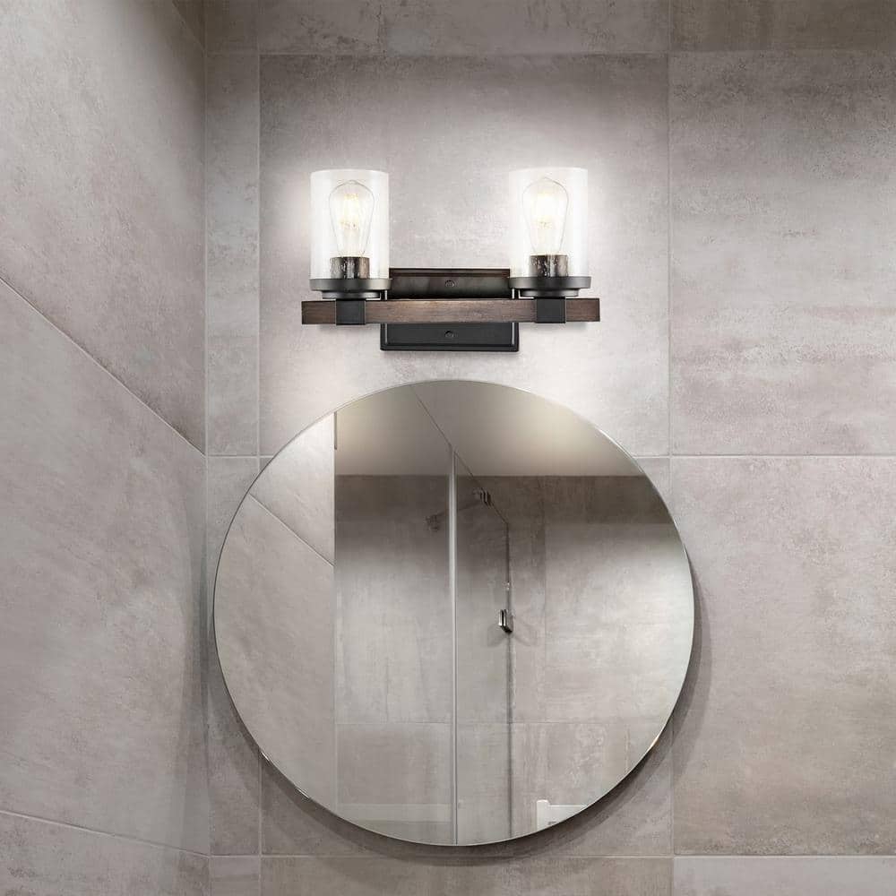 Bungalow 15" Oil-Rubbed Bronze Glass Vanity Light