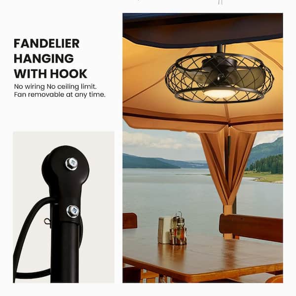 ceiling fan for patio umbrella Pacific Core 20 in. Smart Indoor/Outdoor Black Plug-in Chandelier Ceiling Fan with Dimmable Led Lights for Patio