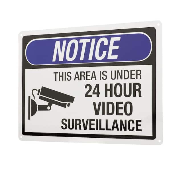 10 in. x 14 in. Aluminium 24-Hour Video Surveillance Sign