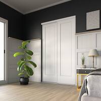 72 in. x 81 in. Beaufort White Prefinished Hardboard Panels Steel Framed Interior Sliding Closet Door