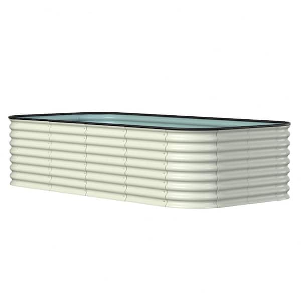 VEIKOUS 24 in. H Galvanized Garden Bed Large Planter Box Outdoor in Pearl White