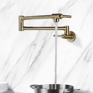 Contemporary 2-Handle Wall Mounted Pot Filler in Brushed Gold