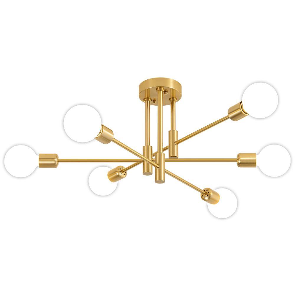 Deyidn 6-Light Vintage Gold Linear Sputnik Chandelier for Living Room ...