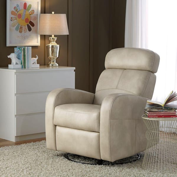 PRI Laurel Cream Leather Swivel Recliner