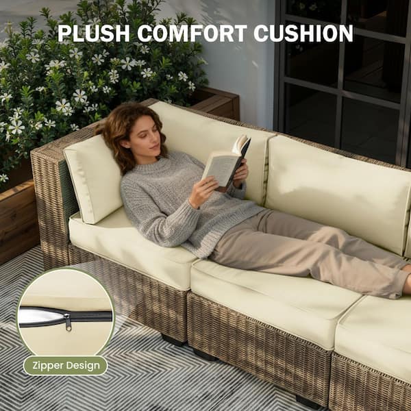 Poteban Outdoor 25.7 in. x 4 in. Sectional Cushions Set Seat/Back
