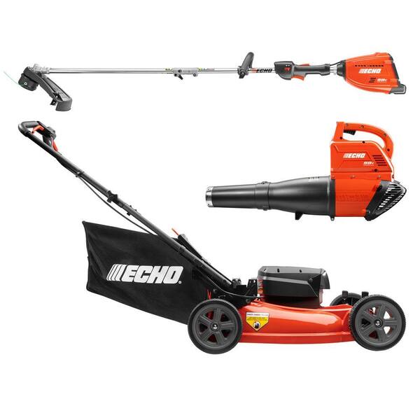 ECHO 21 in. 58-Volt Lithium-Ion Cordless Mower/String Trimmer/Blower Combo Kit - Two 4.0 Ah Batteries and Charger Included