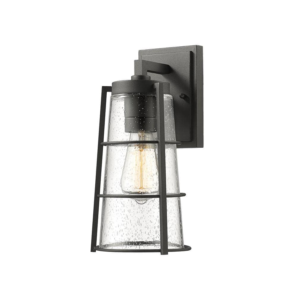 Helix Black Outdoor Hardwired Wall Sconce with No Bulbs Included