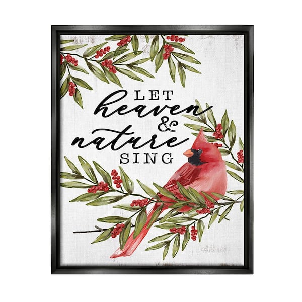Stupell Industries Festive Phrase Cardinal by Dogwood Portfolio 1-Piece Floater Frame Graphic Print Animal Poster Art Print 21 in. x 17 in.