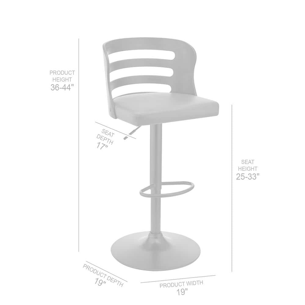 Adjustable Gray Faux Leather and Black Wood Swivel Bar Stool