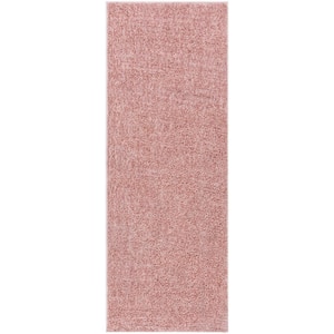 Judy 3 ft. X 10 ft. Pink Solid Shag Rubber Backing Soft Machine Washable Runner Rug