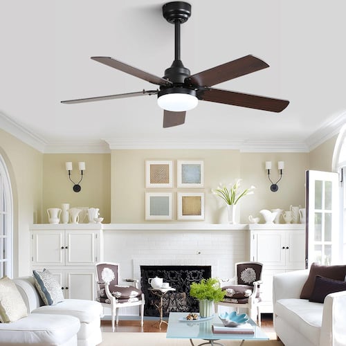 42 in. Indoor 5 Two-color Blades Modern Black Led Ceiling Fan with Remote Control, 6-Speed DC Motor and Lights Kit Ceiling Fans With Lights