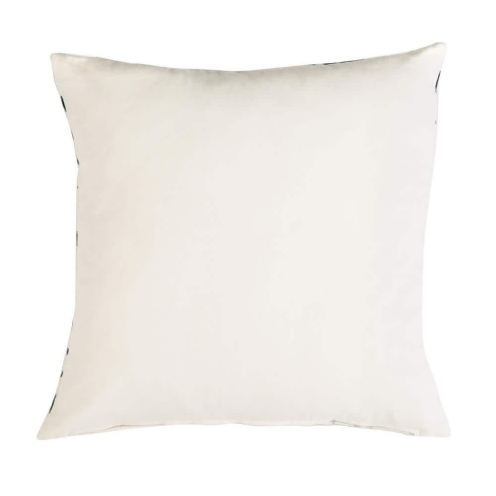 Beige and Blue Abstract Cotton Throw Pillow