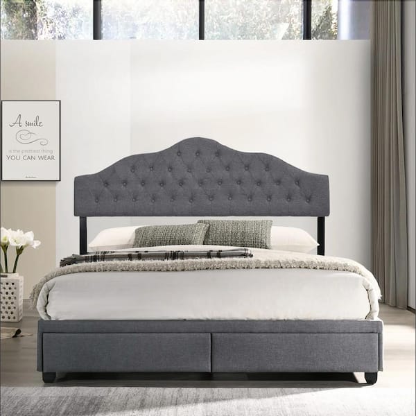 Huluwat Grey Linen Adjustable, Tufted Headboards King Size Beds
