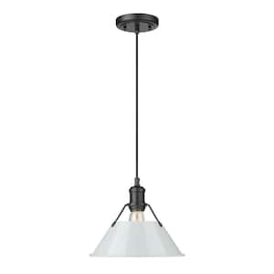 Orwell 100-Watt 1-Light Matte Black and Dusky Blue Pendant Light