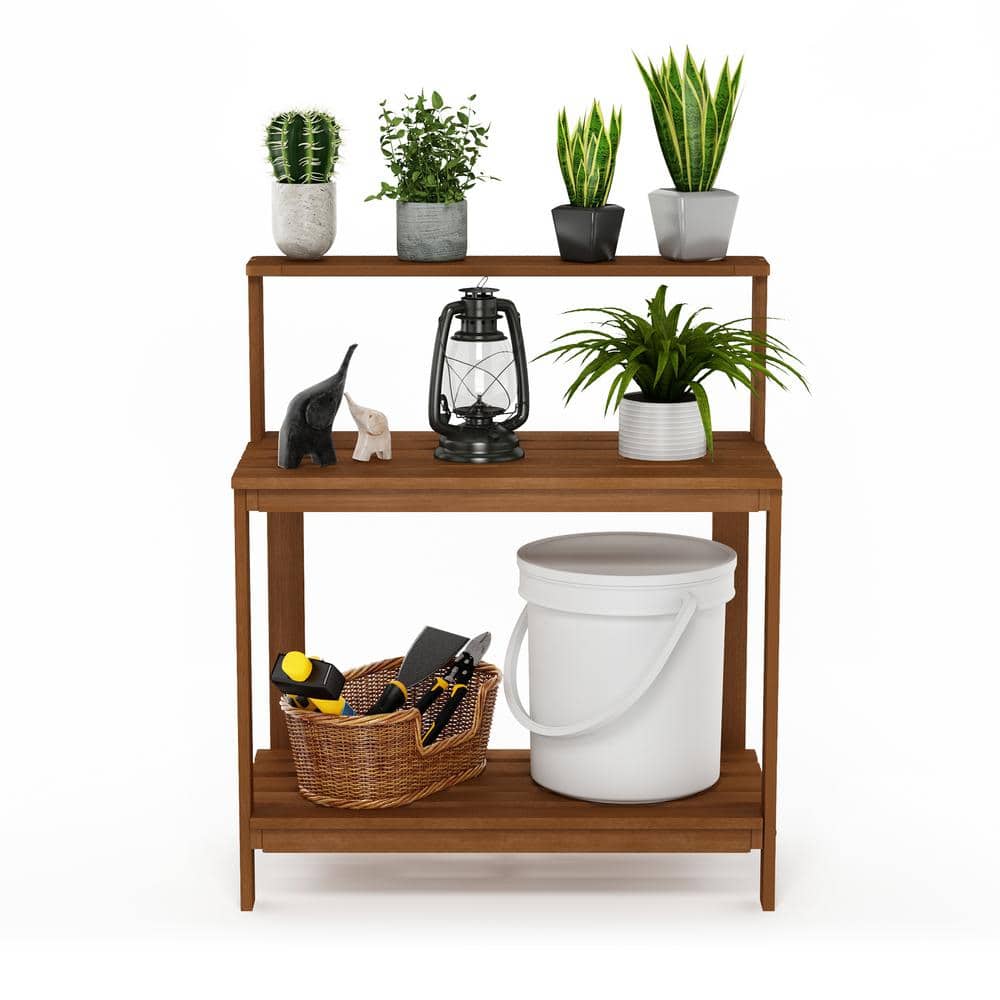 Natural Teak Wood Modern Potting Bench for Garden Enthusiasts