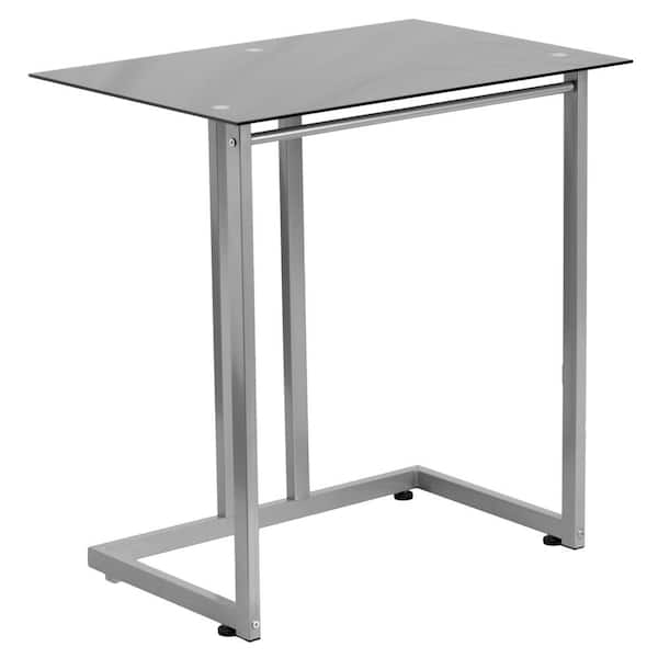Carnegy Avenue 27.5 in. Rectangular Black/Silver Computer Desks with Glass Top