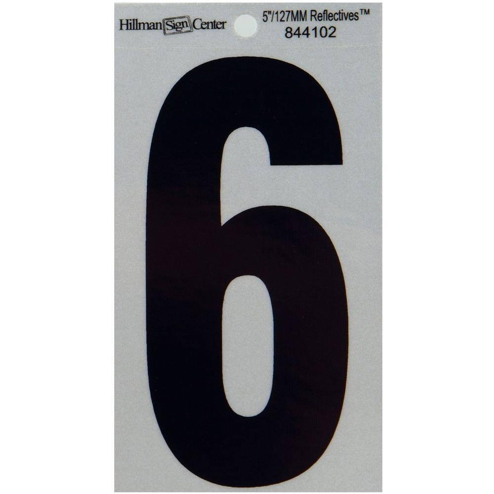 Number Rep6 Everbilt 5 in. Mylar Reflective Number 6 844102 - The Home Depot