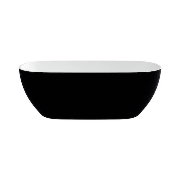 Philip 67 in. x 30 in. Freestanding Soaking Bathtub with Center Drain in Matte Black