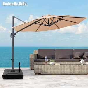 10 ft. Outdoor Cantilever Patio Umbrella in Tan