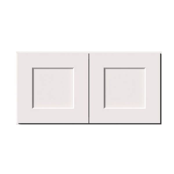 30 in. W x 12 in. D x 15 in. H Ready to Assemble Solid Wood Shaker Short Wall Kitchen Cabinet in White With Double Doors