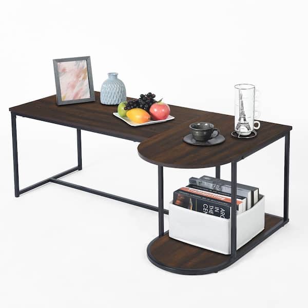 Upasana 47.2 in. Dark Brown L Shape Manufactured Wood Coffee Table