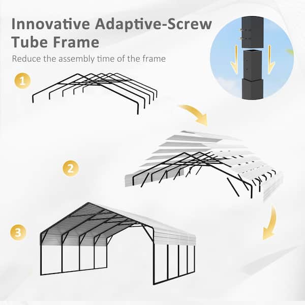 VEIKOUS 20 ft. W x 20 ft. D Carport Metal Car Canopy and Shelter