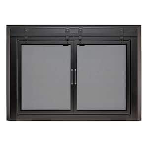 Uniflame Small Gregory Black Cabinet-style Fireplace Doors with Smoke Tempered Glass