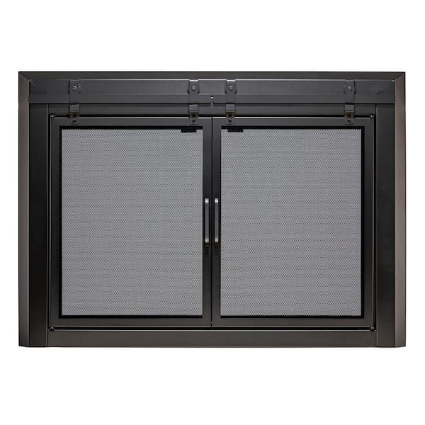 UniFlame Uniflame Small Gregory Black Cabinet-style Fireplace Doors with Smoke Tempered Glass