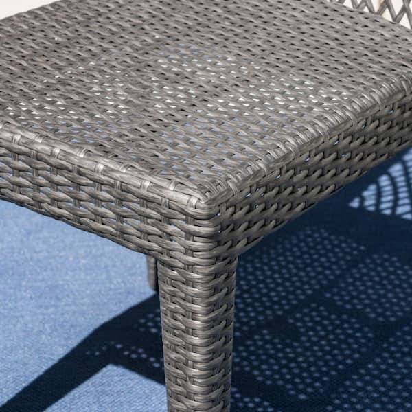 Noble House Dusk Gray Stackable Faux Rattan Outdoor Dining Chairs