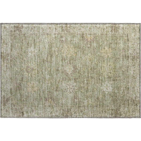 Mayfield Premium Machine Washable Abstract AMF2051 Sage 2 ft. x 3 ft. Accent Rug