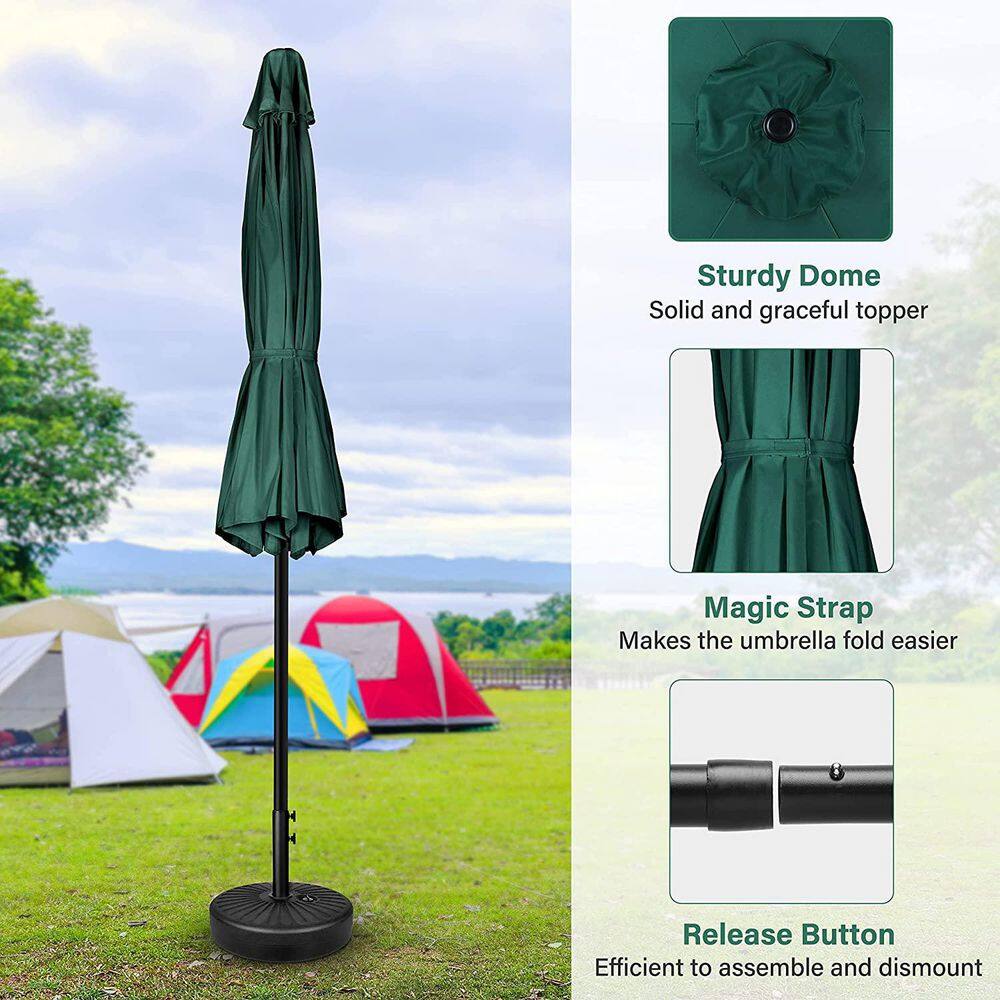 7.5 ft Green Steel Market Patio Umbrella with Crank Lift