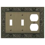 Bleinhem 3 Gang 2-Toggle and 1-Duplex Metal Wall Plate - Brushed Brass