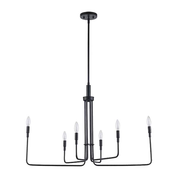 6-Light Black Candle Chandelier Light Fixture