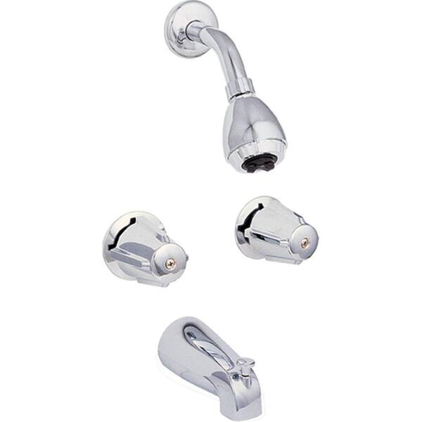 EZ-FLO Basic-N-Brass Collection Compression 2-Handle 1-Spray Tub and Shower Faucet in Chrome (Valve Included)