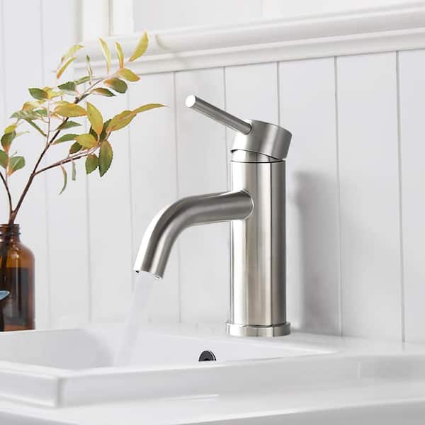 ABA Single Hole Single-Handle Bathroom Faucet Deckplate Included in Brushed Nickel
