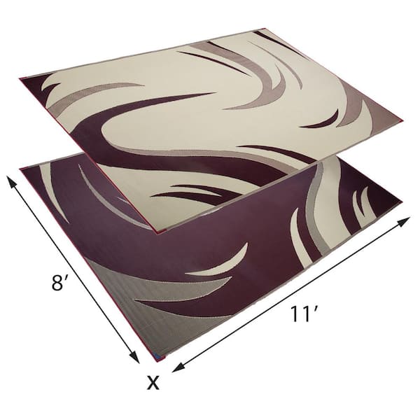 Ming's Mark 8 ft. x 11 ft. Swish Burgundy/Tan Reversible Mat