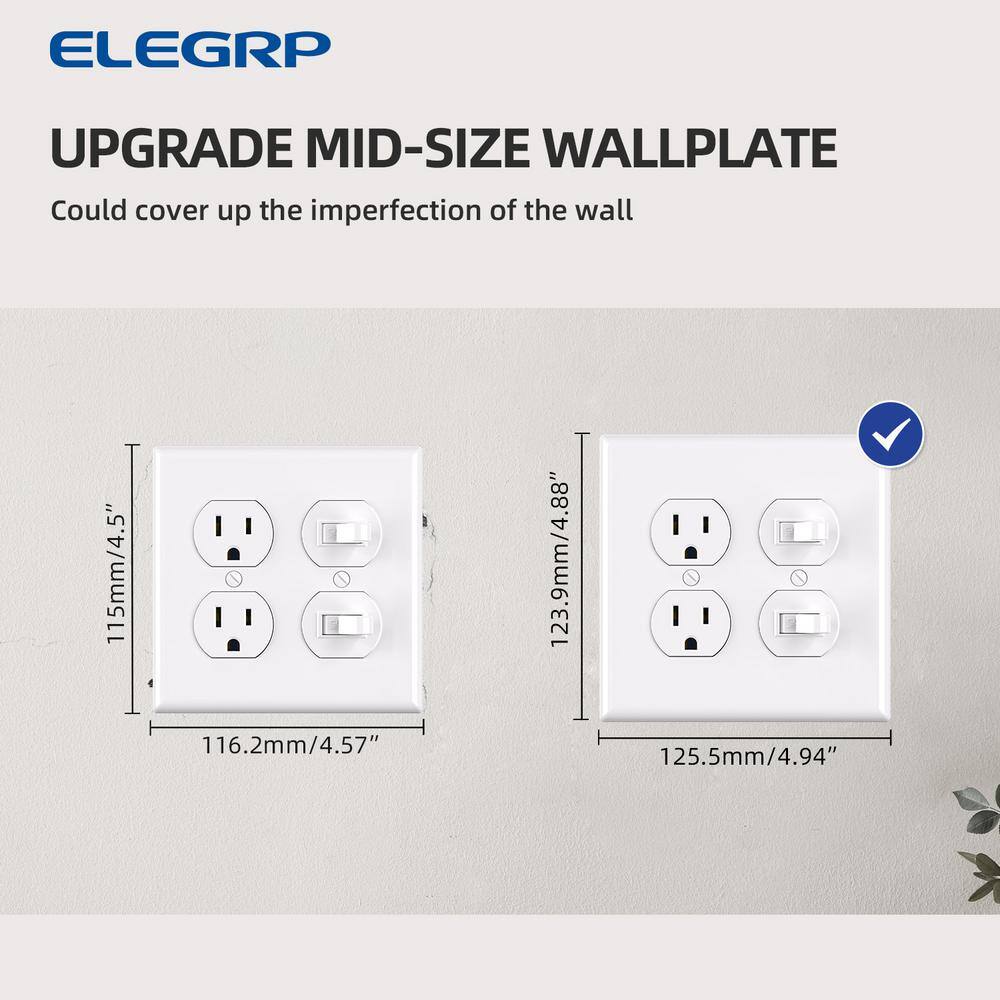 White Plastic 2-Gang Duplex Outlet Wall Plate Set