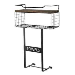 Modern SPA-Like Vibes Wall Mounted Towel Rack with 4-Detachable Towel Holder, Rolled Towel Shelf Organizer in Brown