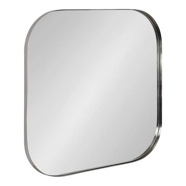 Kate and Laurel Rollo 24.00 in. H x 24.00 in. W Modern Square Silver Framed Accent Wall Mirror