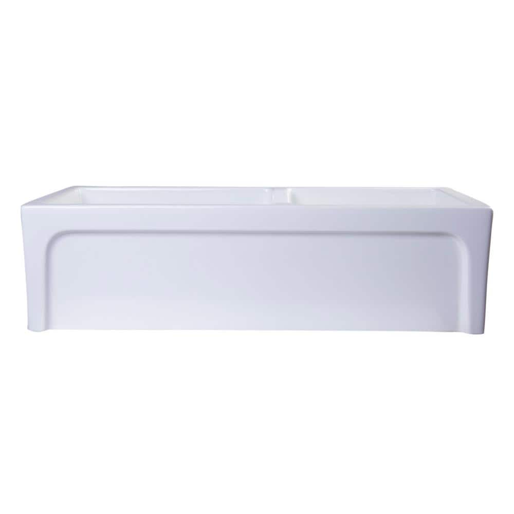 36'' White Fireclay Double Bowl Farmhouse Sink