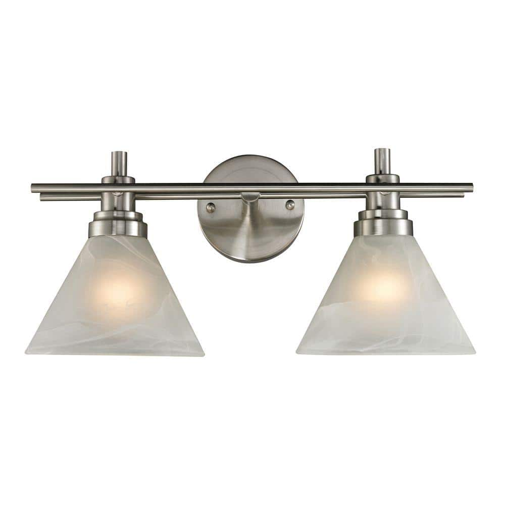 Pemberton 2-Light Brushed Nickel Wall Mount Bath Bar Light -  Titan Lighting, TN-8002