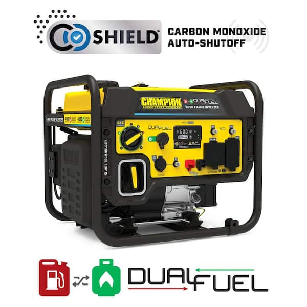 Champion Power Equipment 4500-Watt Start Gasoline and Propane Powered Dual Fuel Open Frame Inverter with CO Shield Technology-200978 - The Home Depot