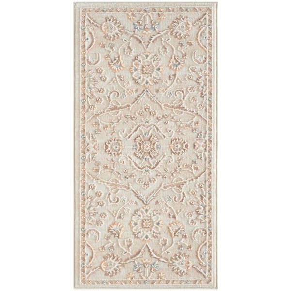 Isla Ivory 2 ft. x 4 ft. Medallion Traditional Runner Area Rug