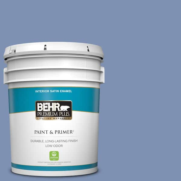 BEHR PREMIUM PLUS 5 gal. #600D-5 Babbling Brook Satin Enamel Low Odor Interior Paint & Primer