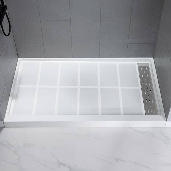 WOODBRIDGE 36 in. L x 36 in. W Alcove Solid Surface Shower Pan