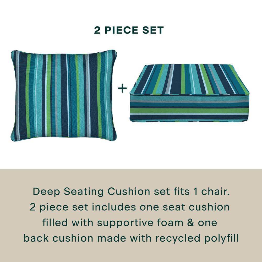 Colorful Nautical Stripe Poolside Outdoor Chair Cushion