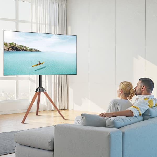 Tripod Easel TV Stand, Swivel Wall Mount for 40 in.-65 in. Screens in TVs, 18° Left-Right Rotation, Up to 99 lbs.