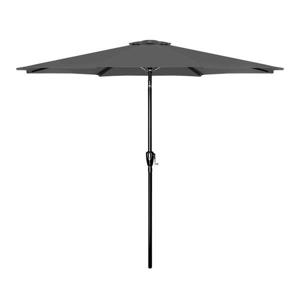 Zeus & Ruta 9 ft. Market Patio Umbrella Outdoor Table Market Yard Umbrella in Gray for Garden, Porch, Backyard, Poolside