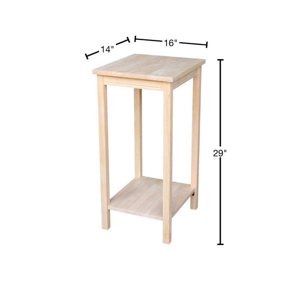 Elegant Unfinished Parawood Portman Accent Table with Shelf