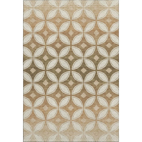 Mayfield Premium Machine Washable Abstract AMF2423 Copper 9 ft. x 12 ft. Area Rug